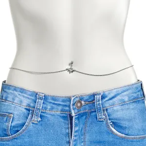 Clear Gem Arching Glamour Double Mount Belly Ring Belly Chain