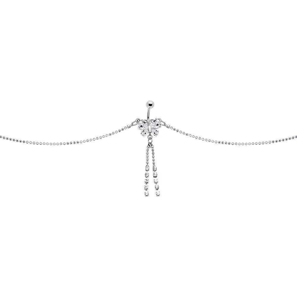 Clear Striking Gem Butterfly Belly Chain