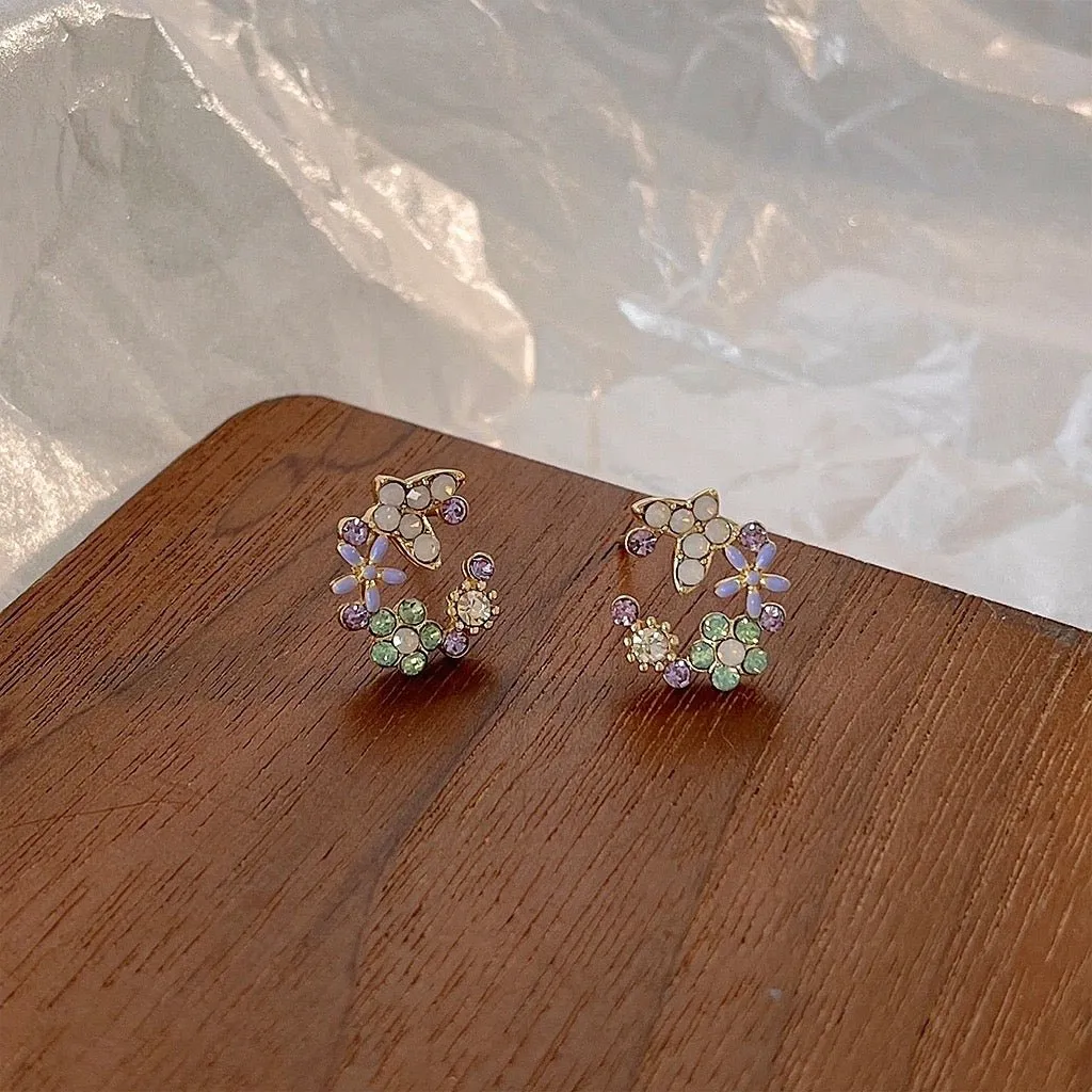 [Clearance] Flower Butterfly Stud Earrings - Lucy