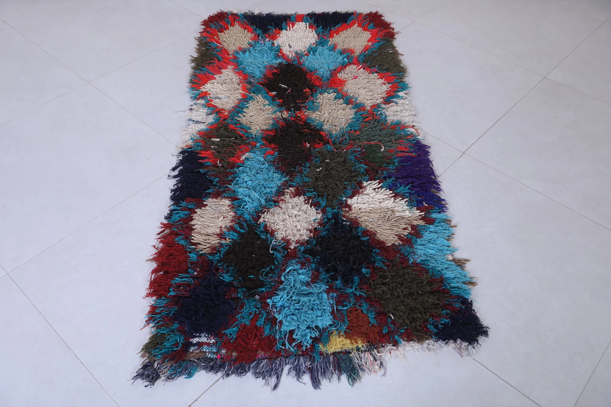 Colorful Moroccan Rug - Handwoven 2.3ft x 5.1ft | Bold Tribal Design