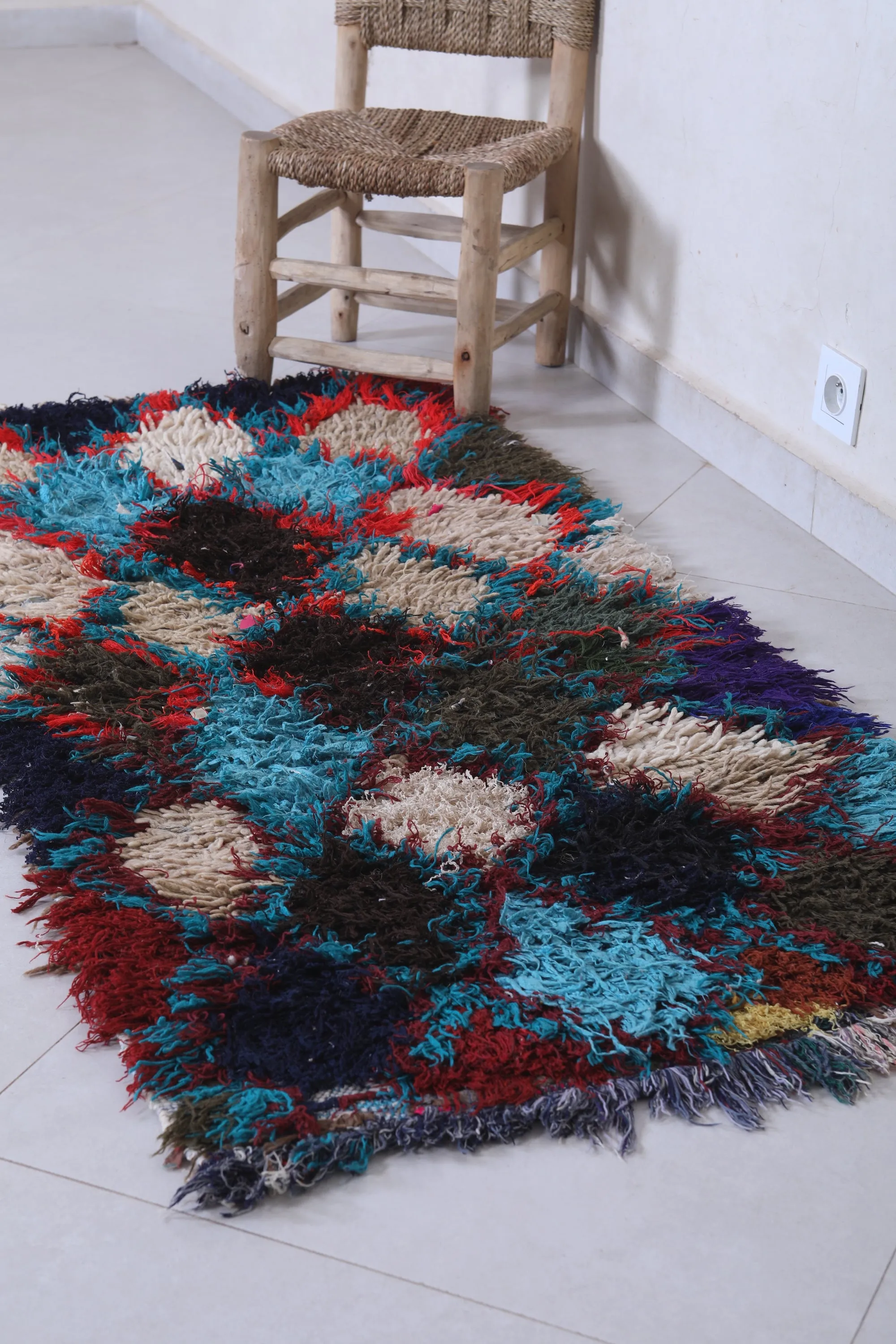 Colorful Moroccan Rug - Handwoven 2.3ft x 5.1ft | Bold Tribal Design
