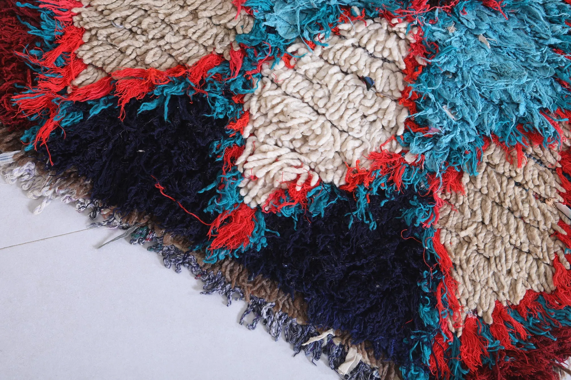 Colorful Moroccan Rug - Handwoven 2.3ft x 5.1ft | Bold Tribal Design