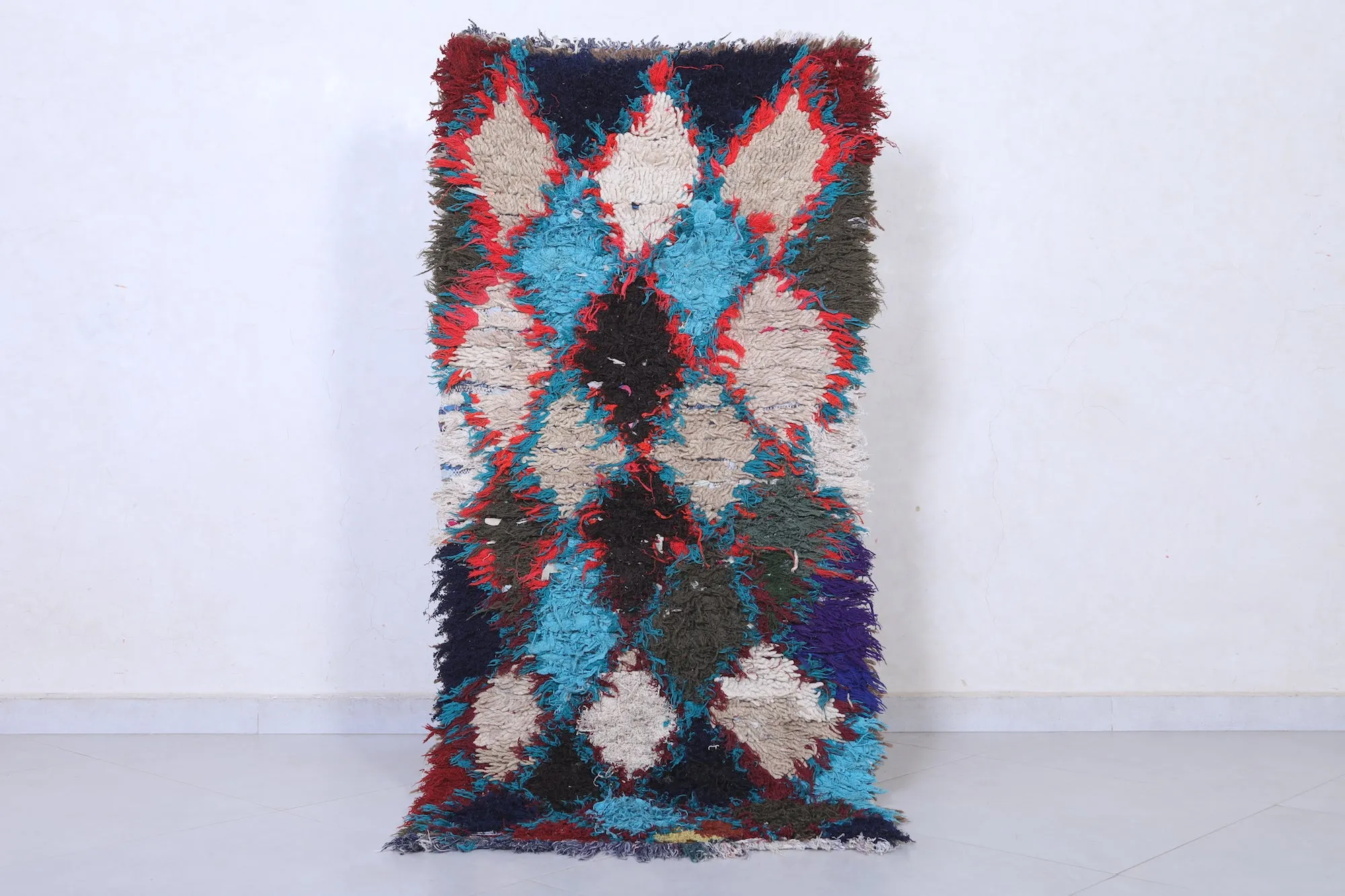Colorful Moroccan Rug - Handwoven 2.3ft x 5.1ft | Bold Tribal Design