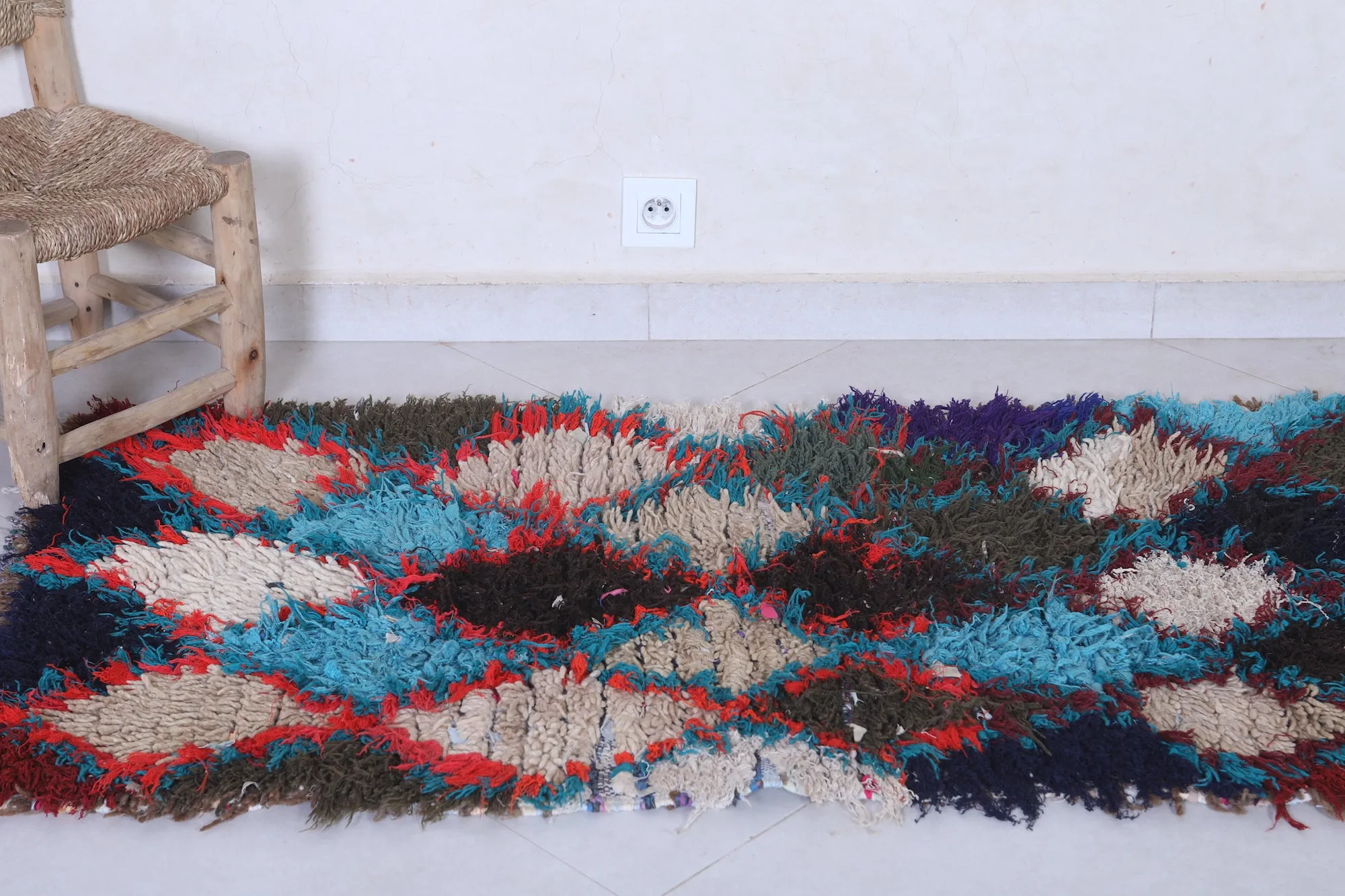 Colorful Moroccan Rug - Handwoven 2.3ft x 5.1ft | Bold Tribal Design