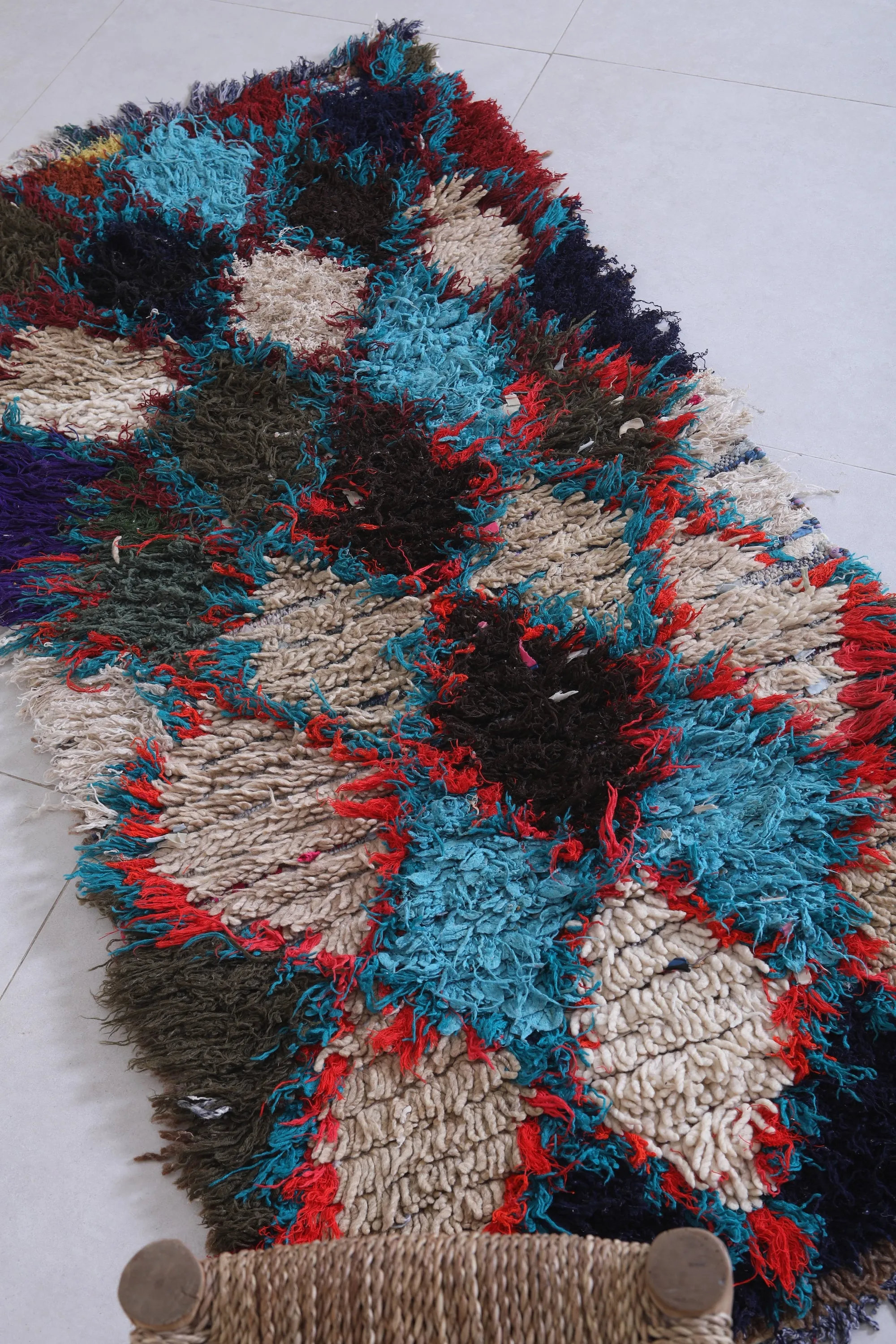 Colorful Moroccan Rug - Handwoven 2.3ft x 5.1ft | Bold Tribal Design