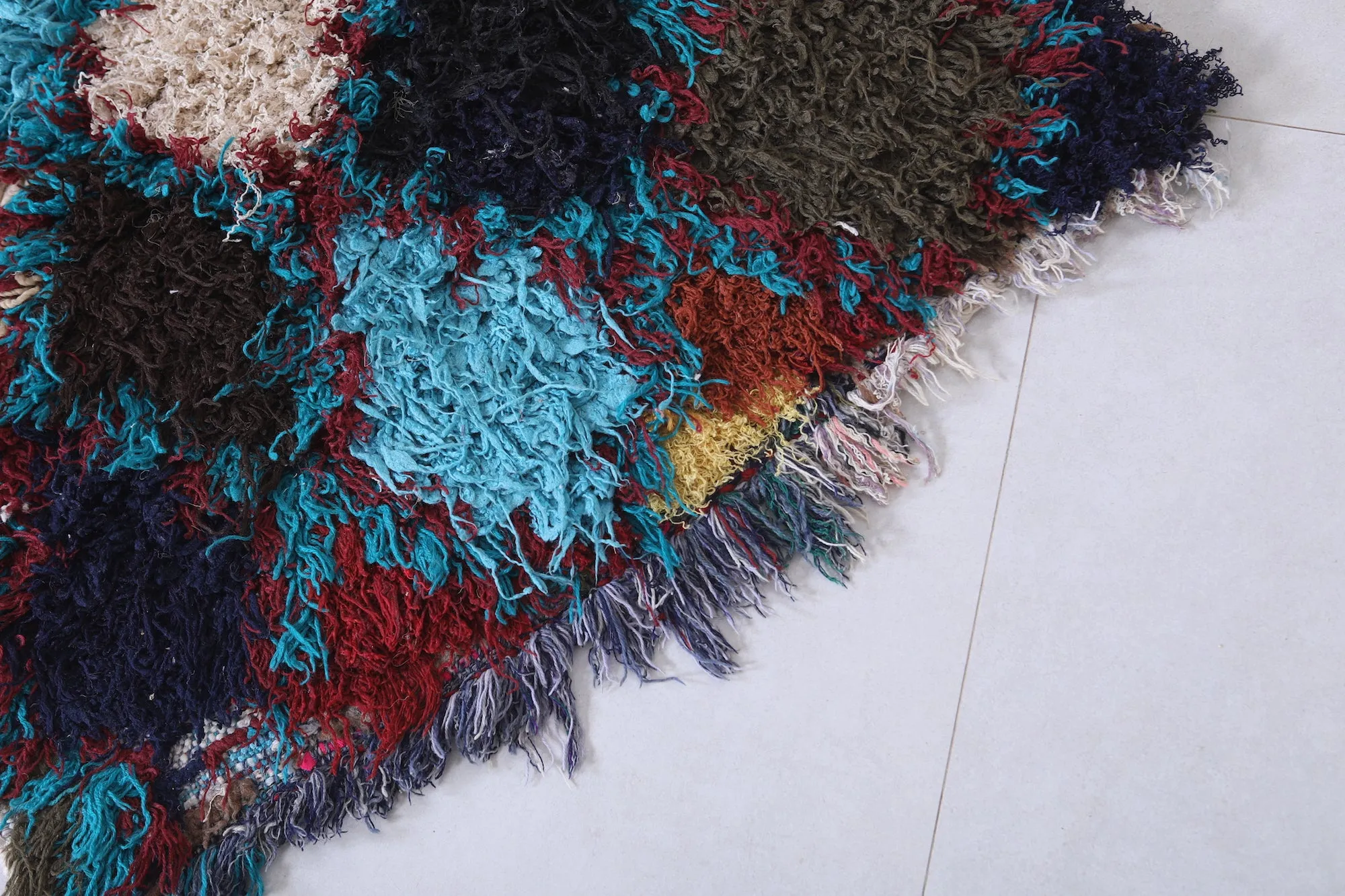 Colorful Moroccan Rug - Handwoven 2.3ft x 5.1ft | Bold Tribal Design