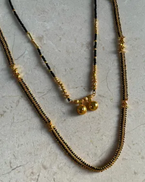 Combo Offer (Set of 2) Gold Plated Long Mangalsutra Design & Short Mangalsutra Design With 2 Vati Pendent