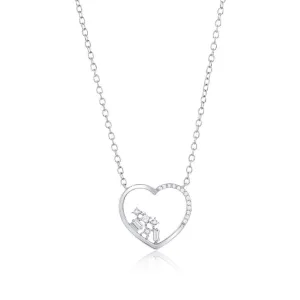 Confetti Heart Shape Diamond Necklace in Sterling Silver
