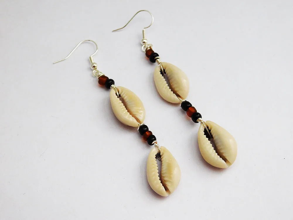Cowrie Shell Earrings African Jewelry Ethnic Women