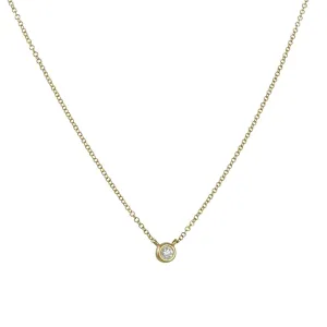 Cp Collection - Dainty Bezeled Diamond Solitaire Necklace