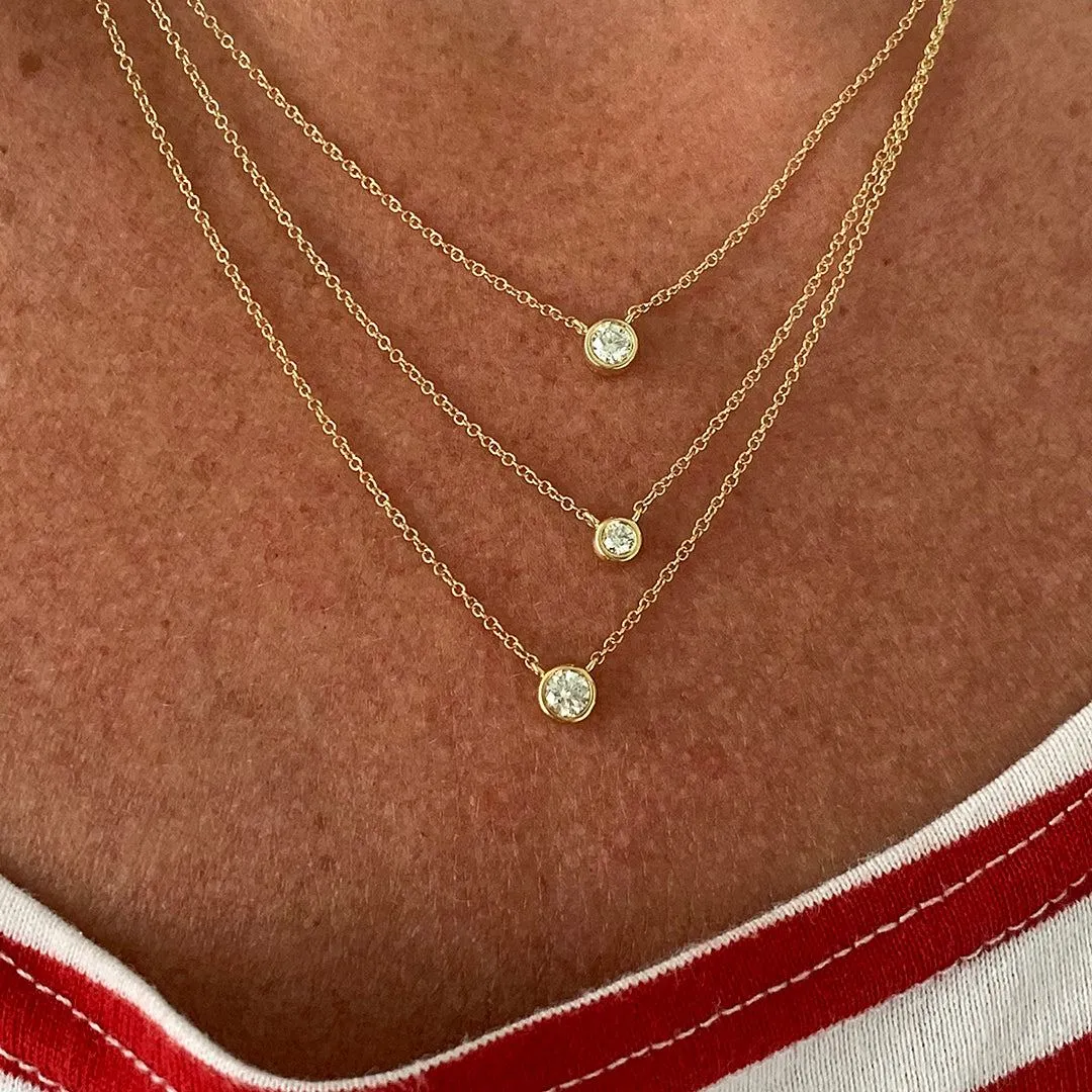 Cp Collection - Dainty Bezeled Diamond Solitaire Necklace