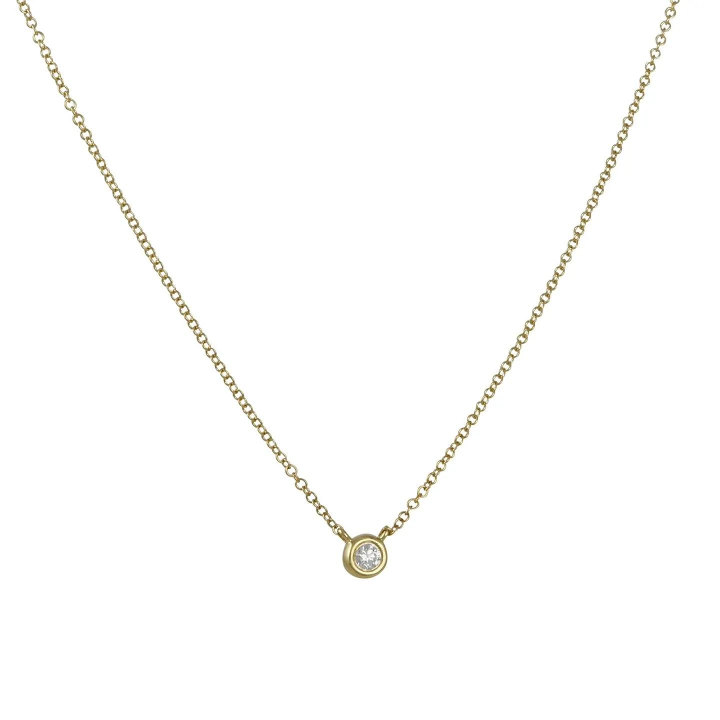 Cp Collection - Dainty Bezeled Diamond Solitaire Necklace