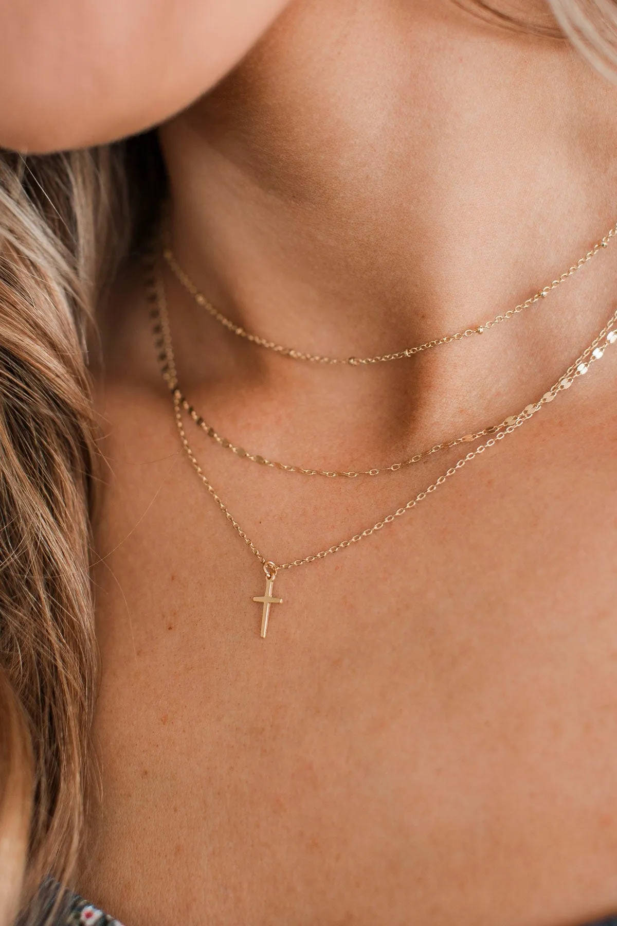 Crossed Paths Layered Pendant Necklace- Gold
