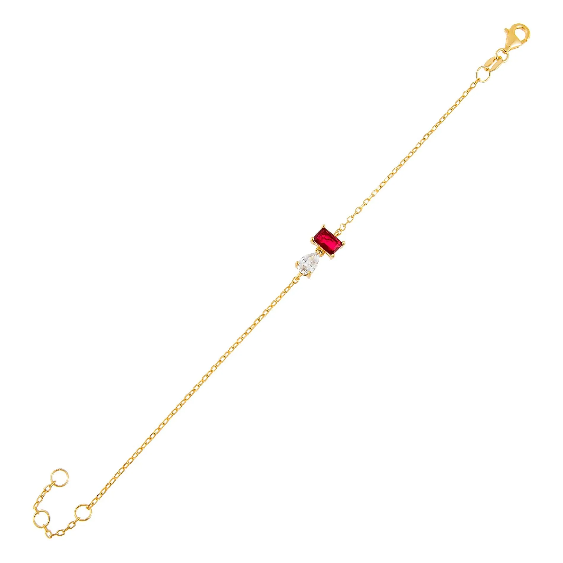 CZ Colored Emerald X Teardrop Bracelet