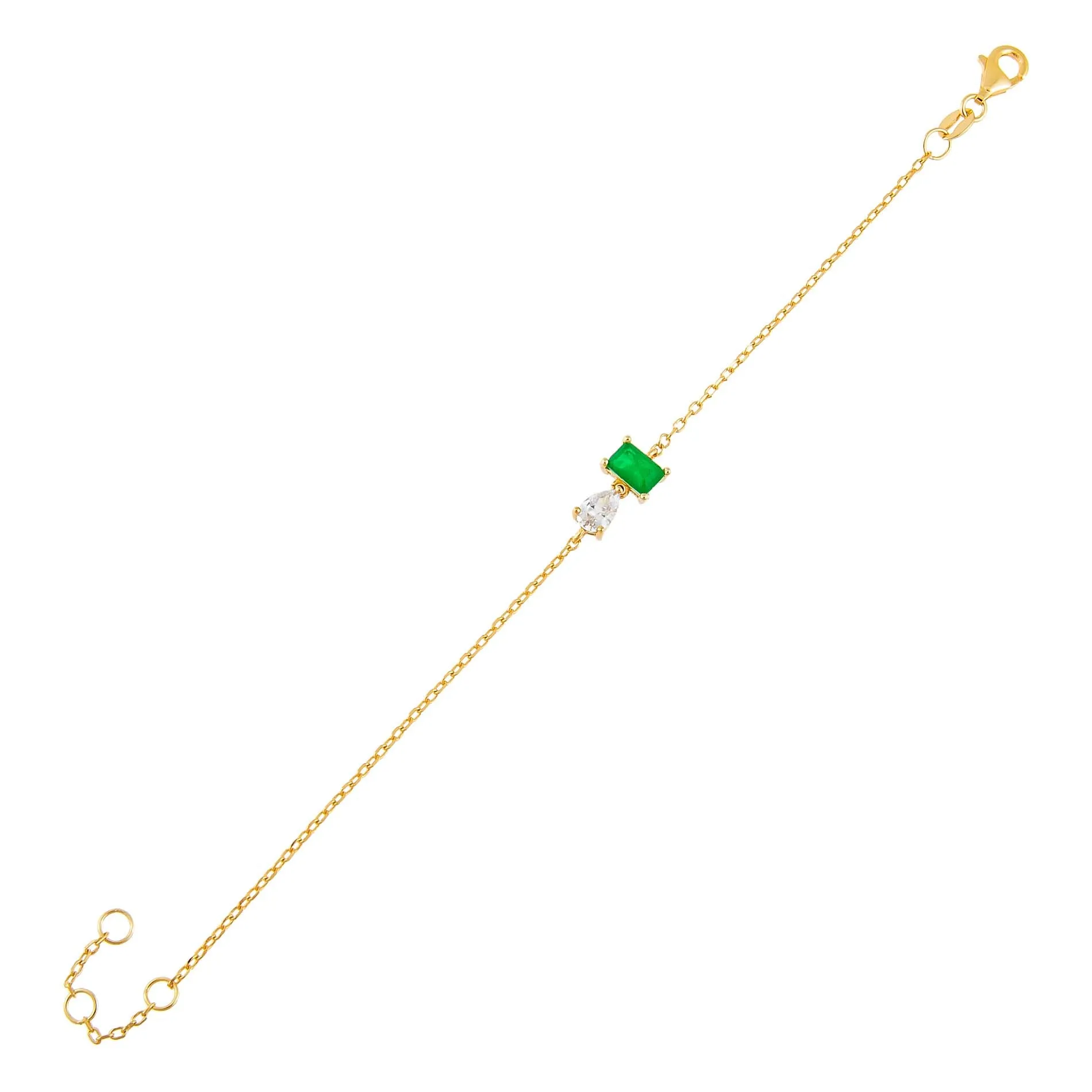 CZ Colored Emerald X Teardrop Bracelet