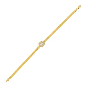 CZ Illusion Baguette Herringbone Bracelet 14K