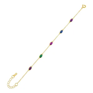 CZ Multi Color Oval Bracelet