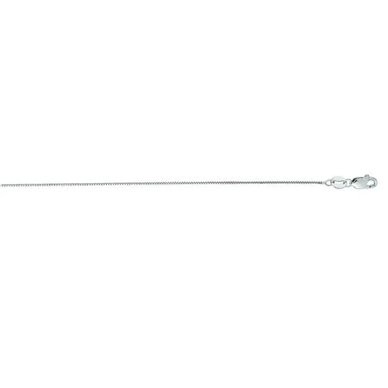 Dainty 20” White Gold 0.6mm Box Chain Necklace with Lobster Clasp