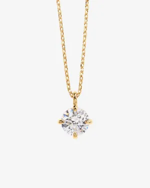 Dainty 7.5mm Swarovski CZ Solitaire Pendant Necklace