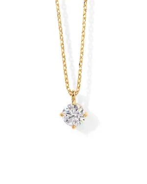 Dainty CZ Solitaire Pendant Necklace