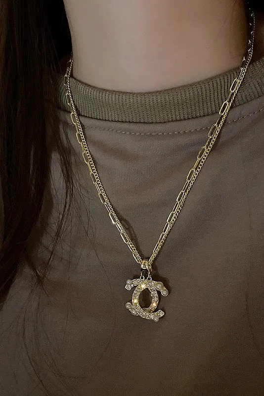 Dainty Double C Gold Plated Necklace