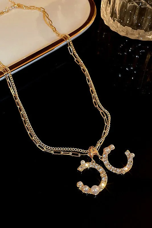Dainty Double C Gold Plated Necklace