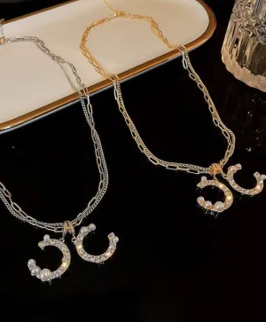 Dainty Double C Gold Plated Necklace