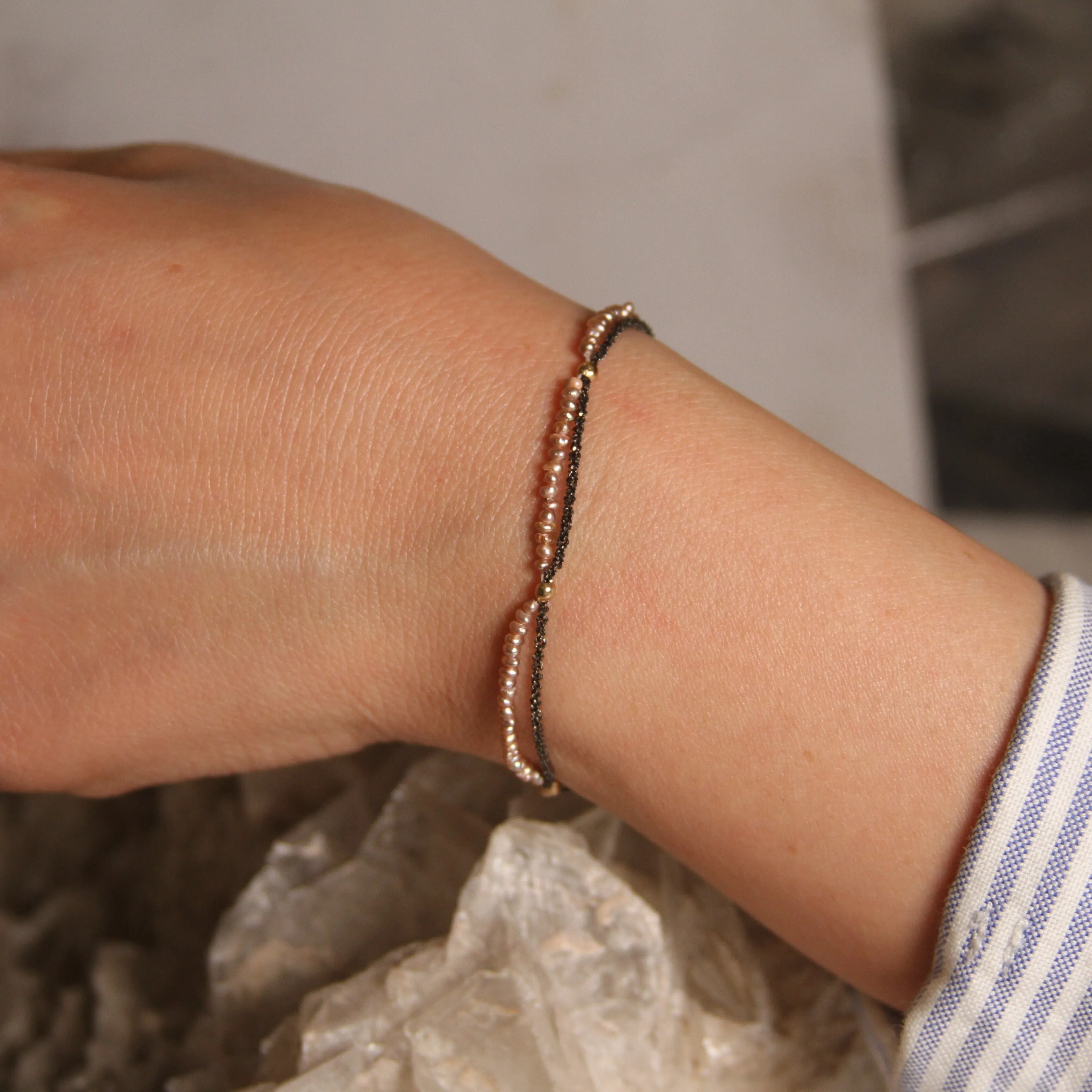 Dainty Double Strand Pearl Bracelet