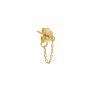 Dainty Front Back Chain Drop Stud Earring 14K