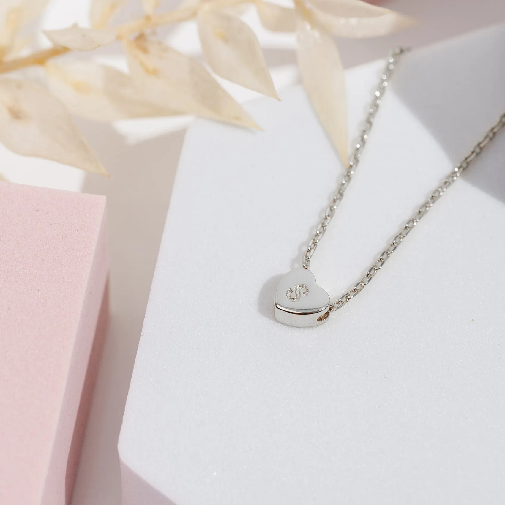 Dainty Heart Initial Necklace