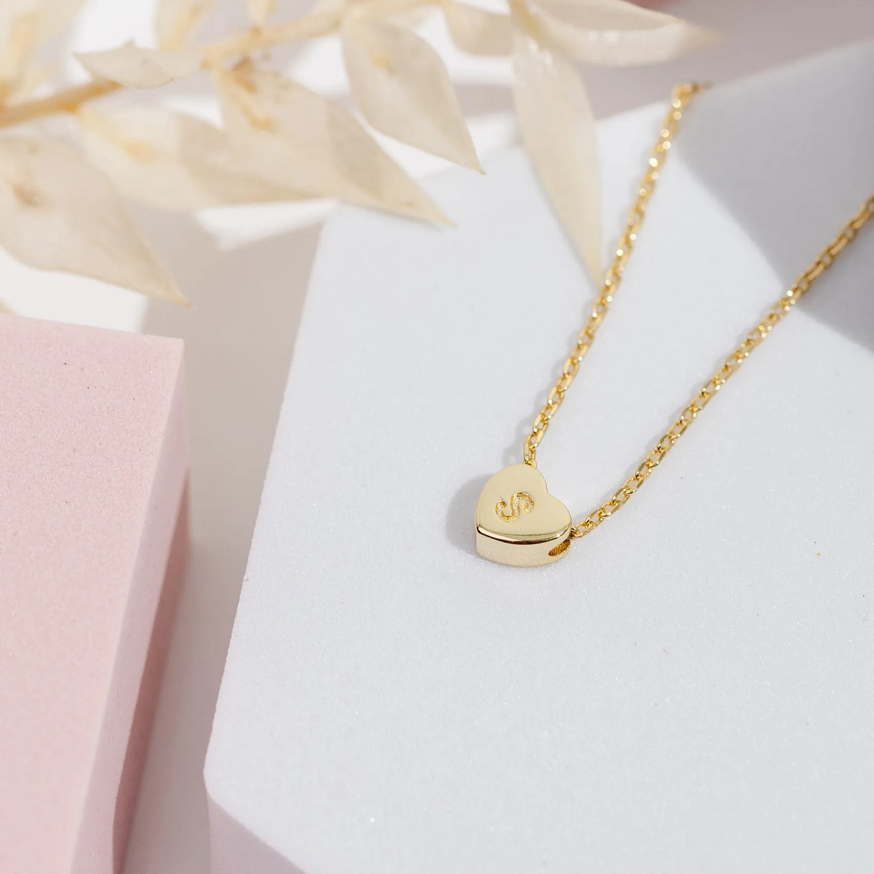 Dainty Heart Initial Necklace