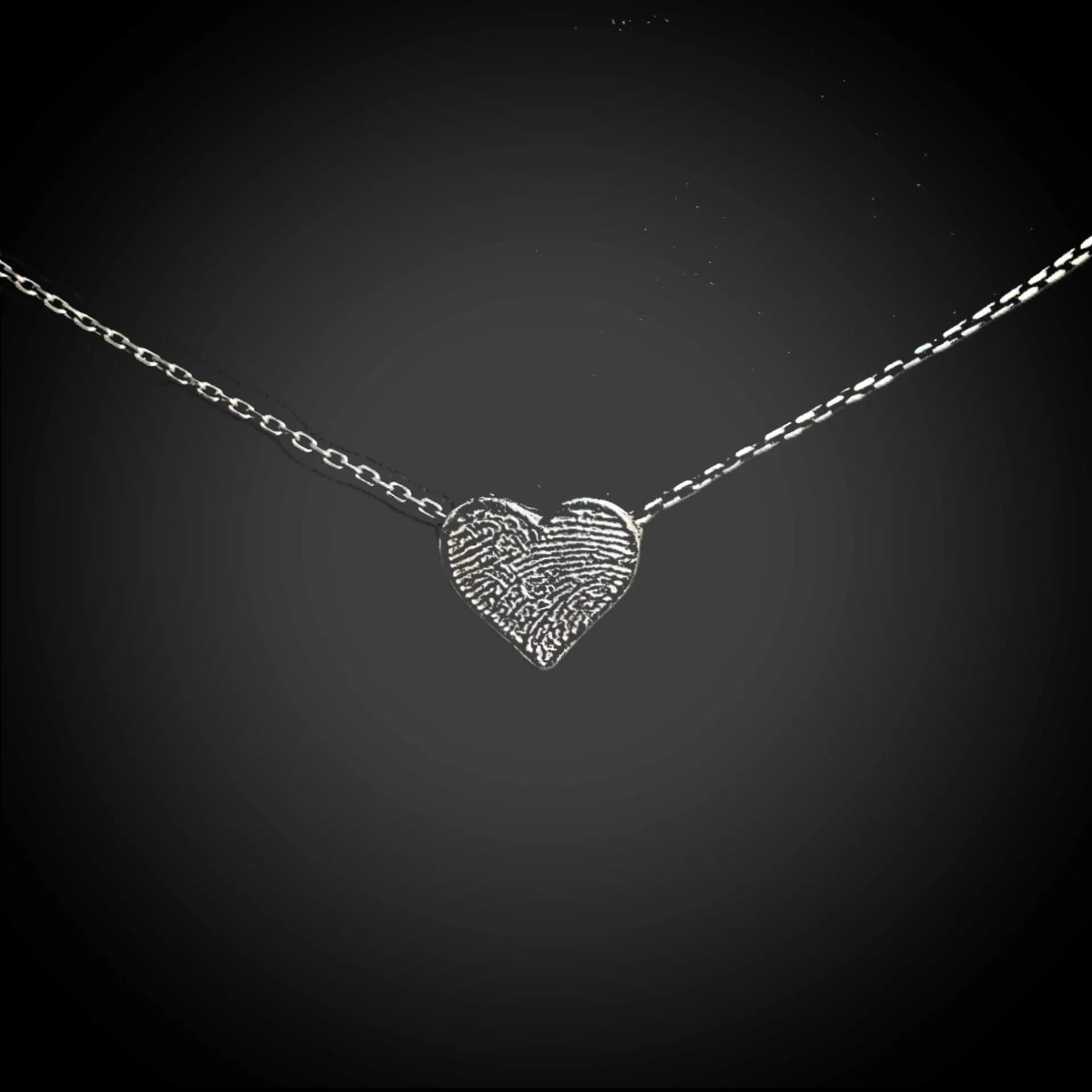 Dainty Heart Shape Sterling Silver Fingerprint Necklace