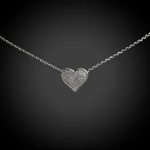 Dainty Heart Shape Sterling Silver Fingerprint Necklace