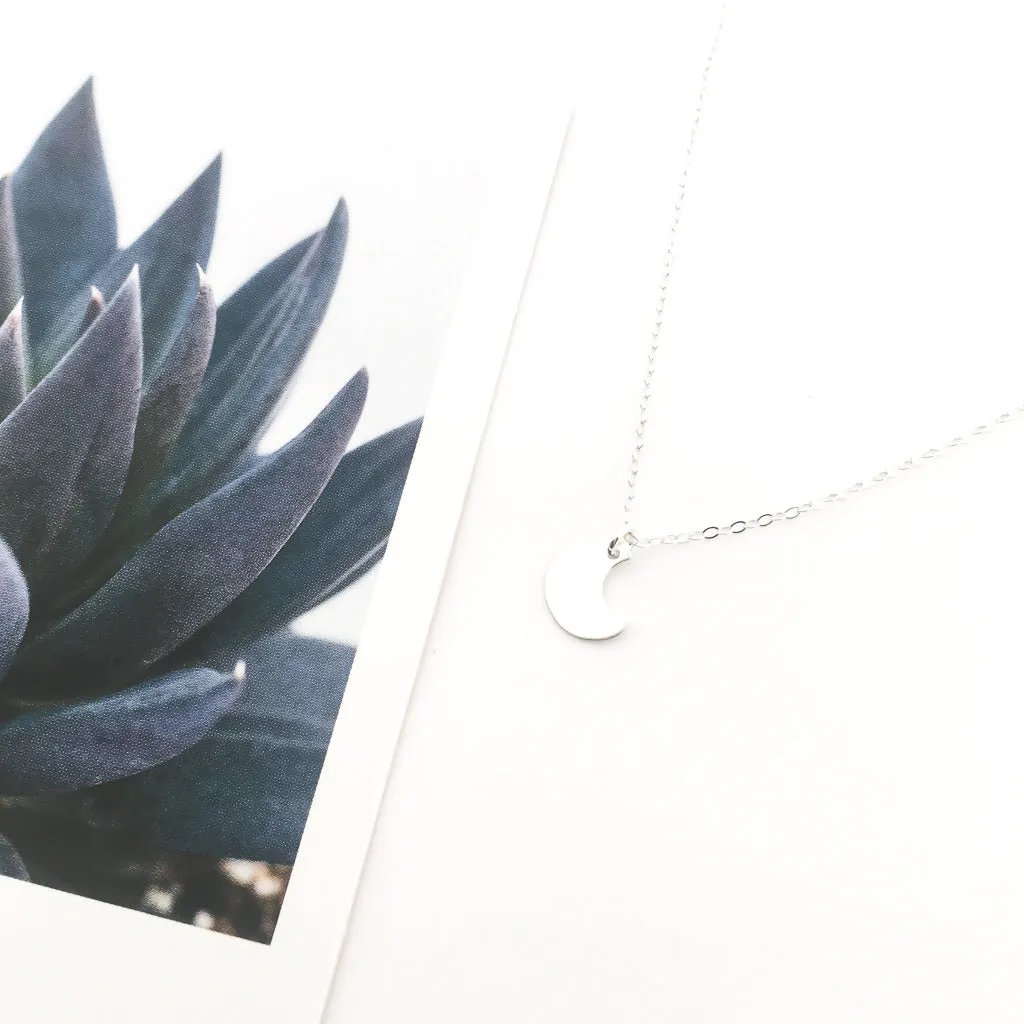 Dainty Moon Necklace | Silver
