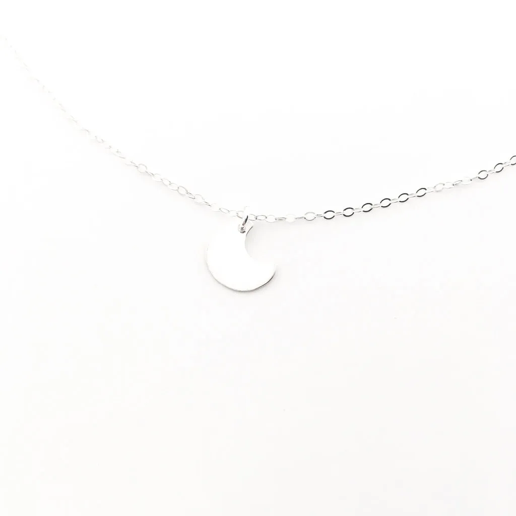 Dainty Moon Necklace | Silver