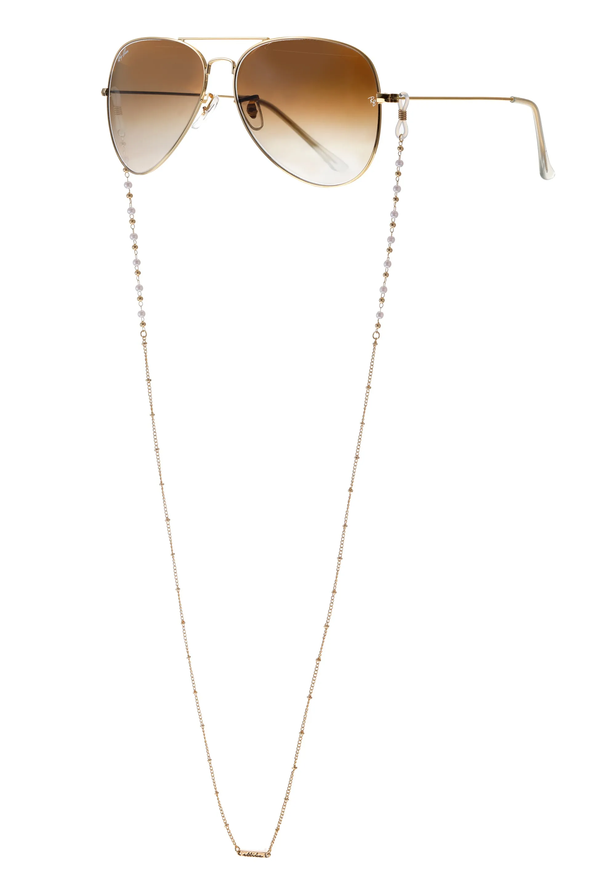 Dainty Pearl and Gold Eyeglass Chain