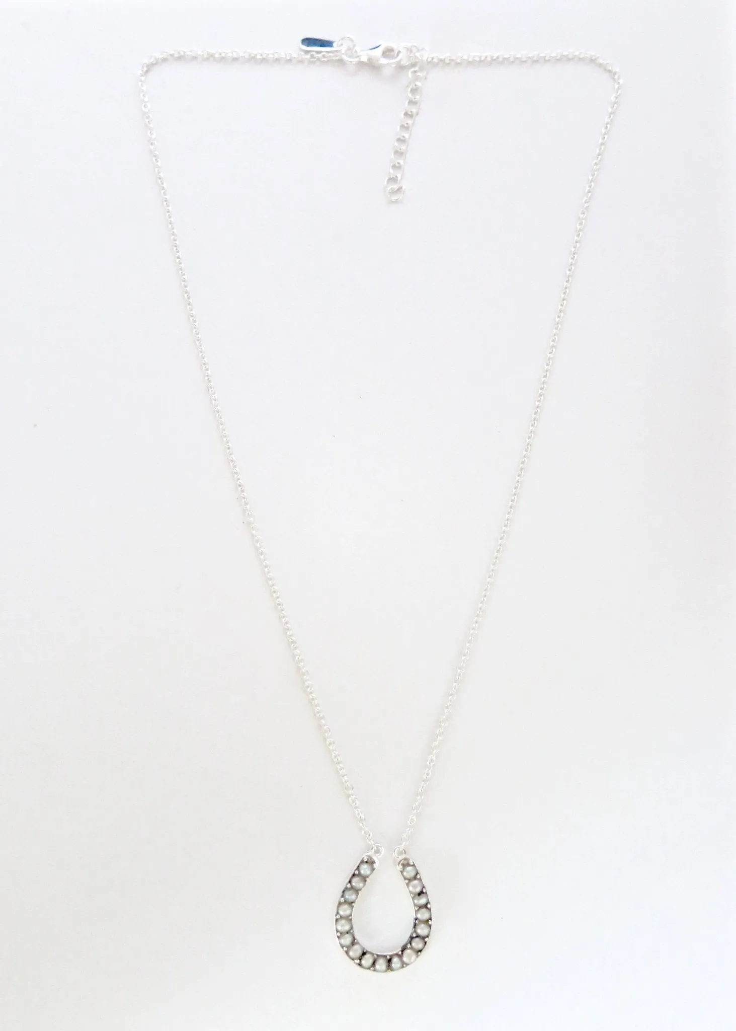 Dainty, pearl encrusted horse-shoe pendant necklace