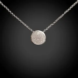 Dainty Round Shape Sterling Silver Fingerprint Necklace