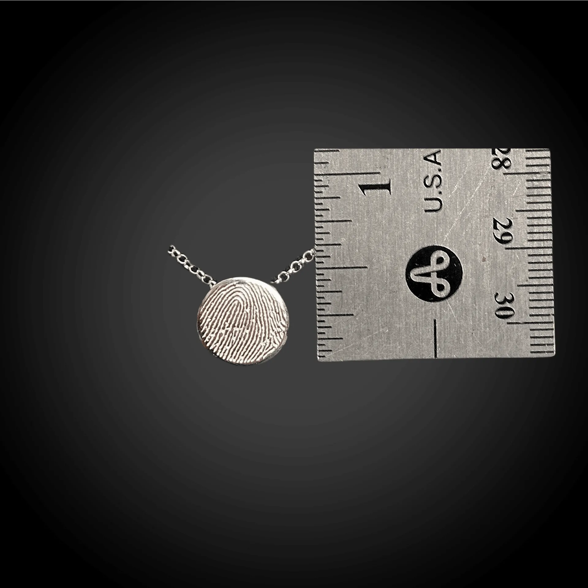 Dainty Round Shape Sterling Silver Fingerprint Necklace
