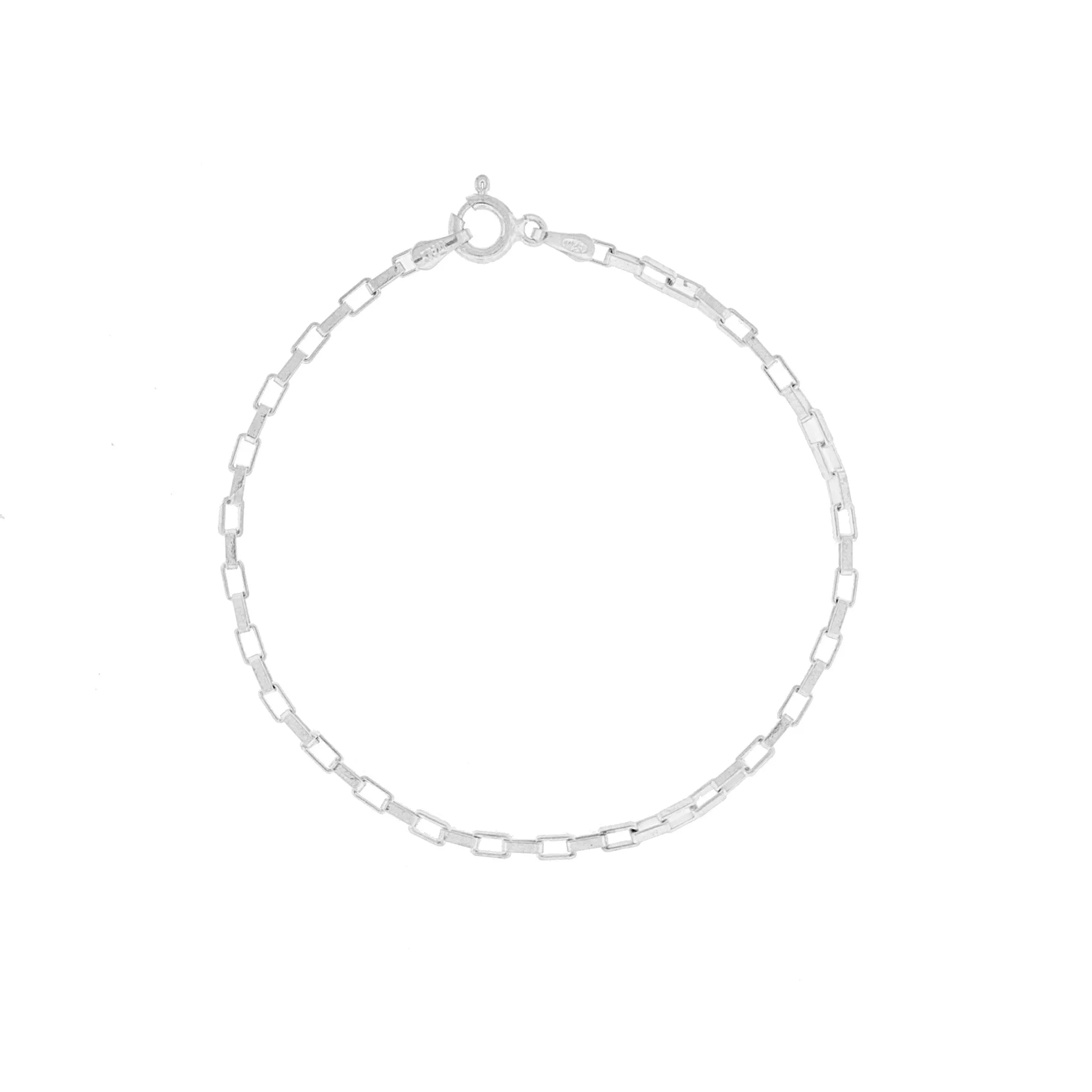 Dainty Square Chain Link Sterling Silver Bracelet