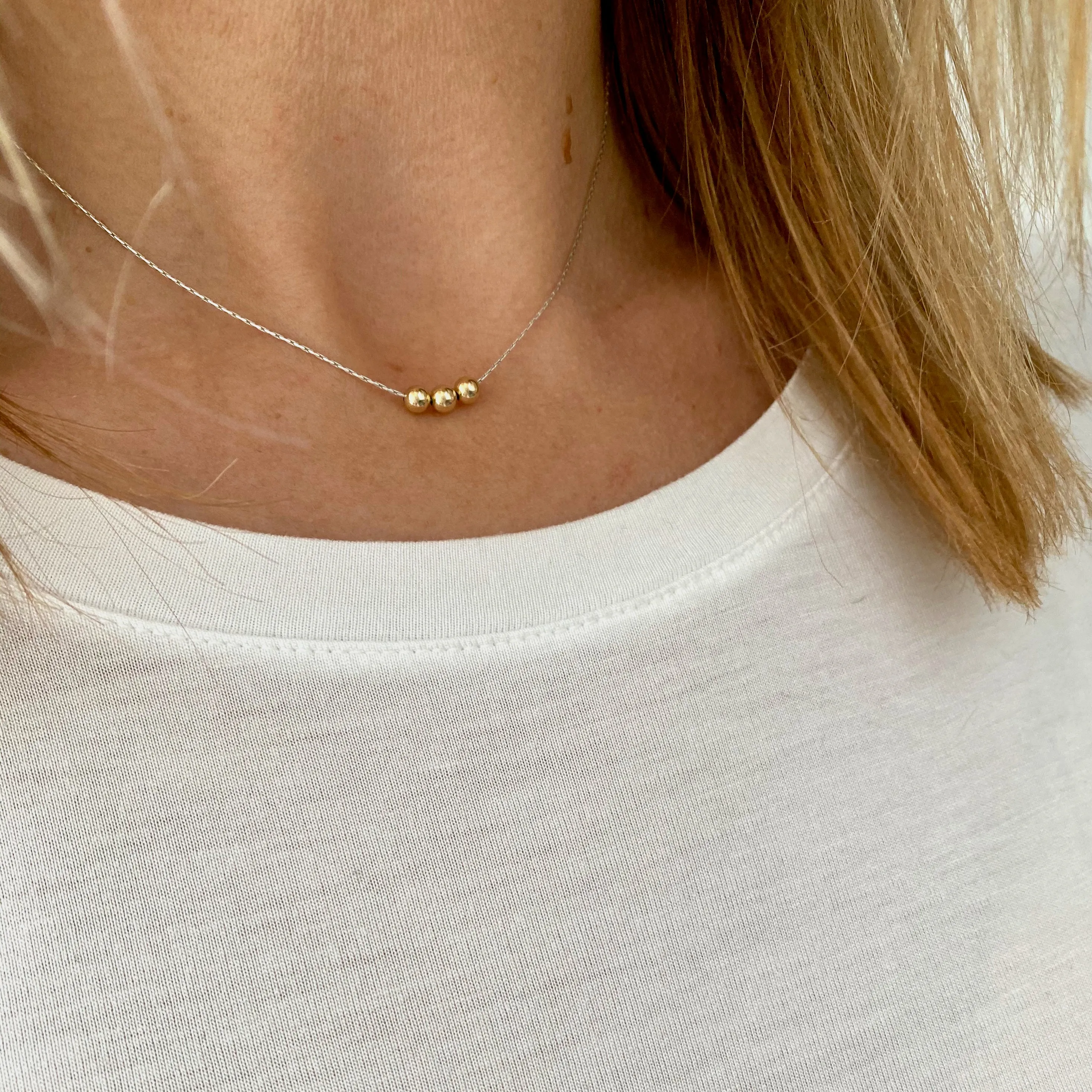 Dainty Three Bead Necklace