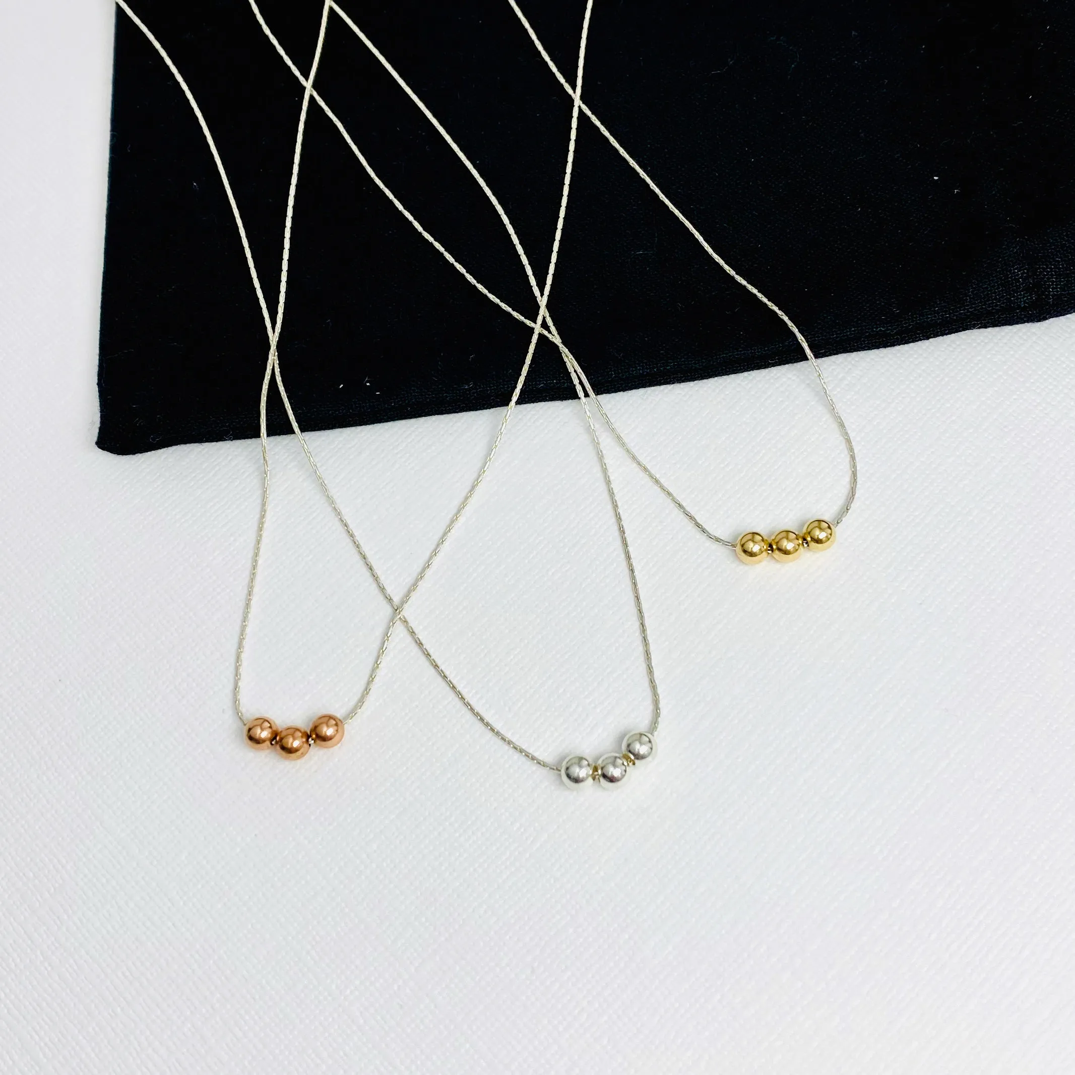 Dainty Three Bead Necklace