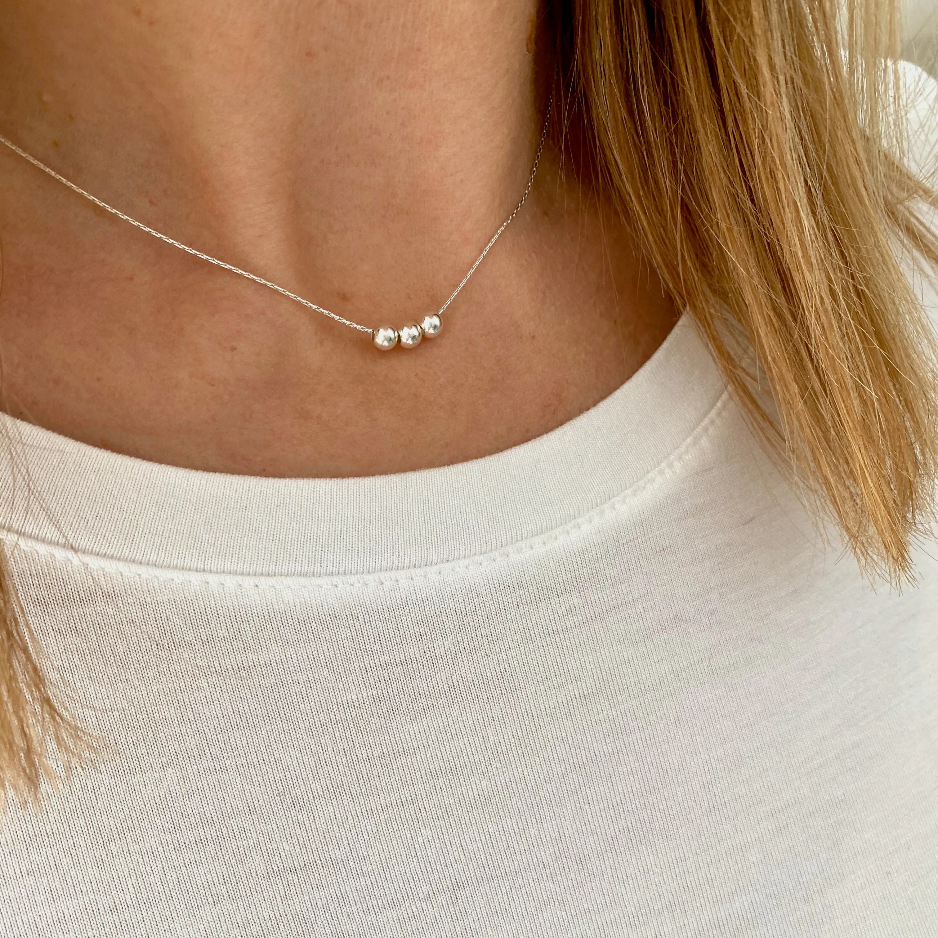 Dainty Three Bead Necklace