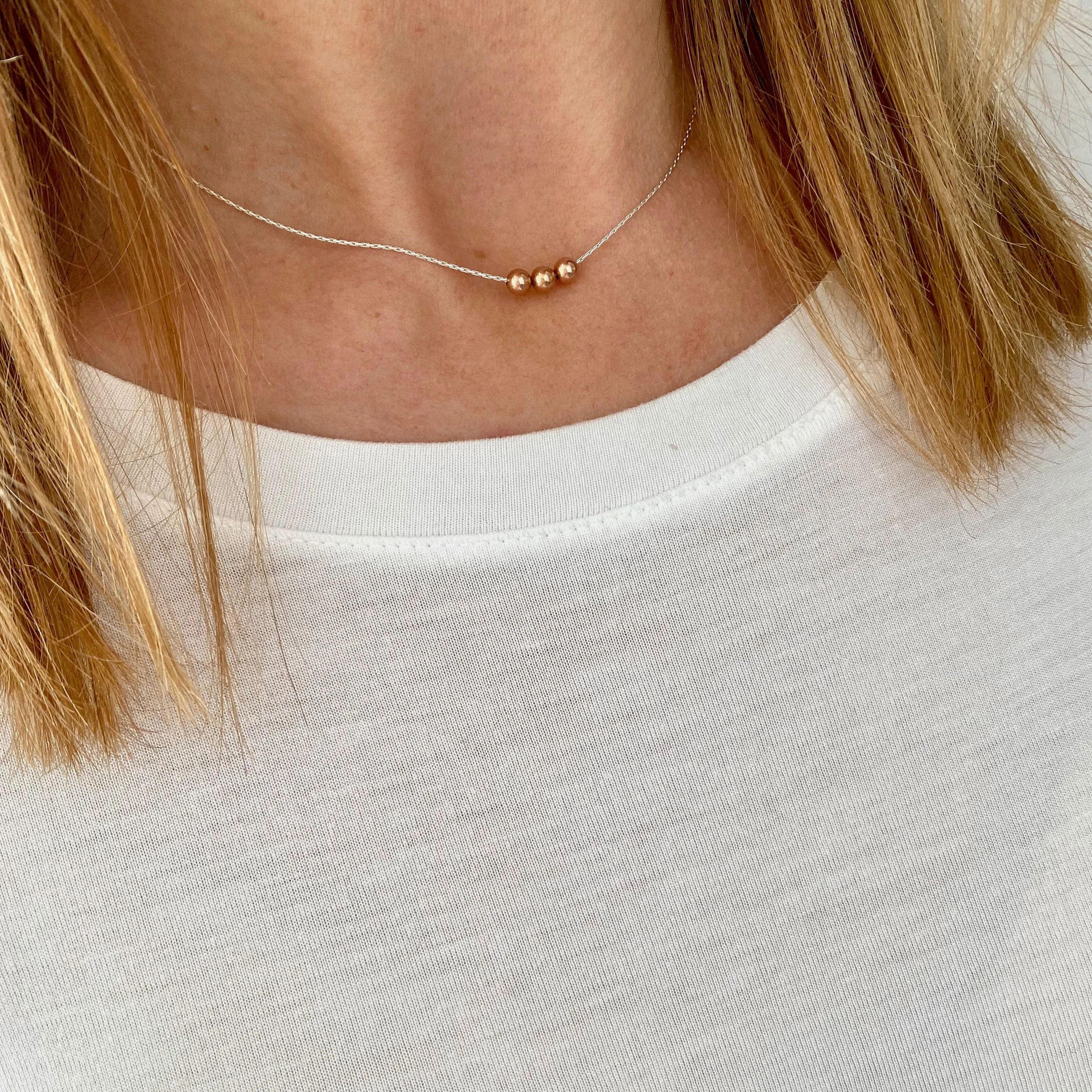 Dainty Three Bead Necklace