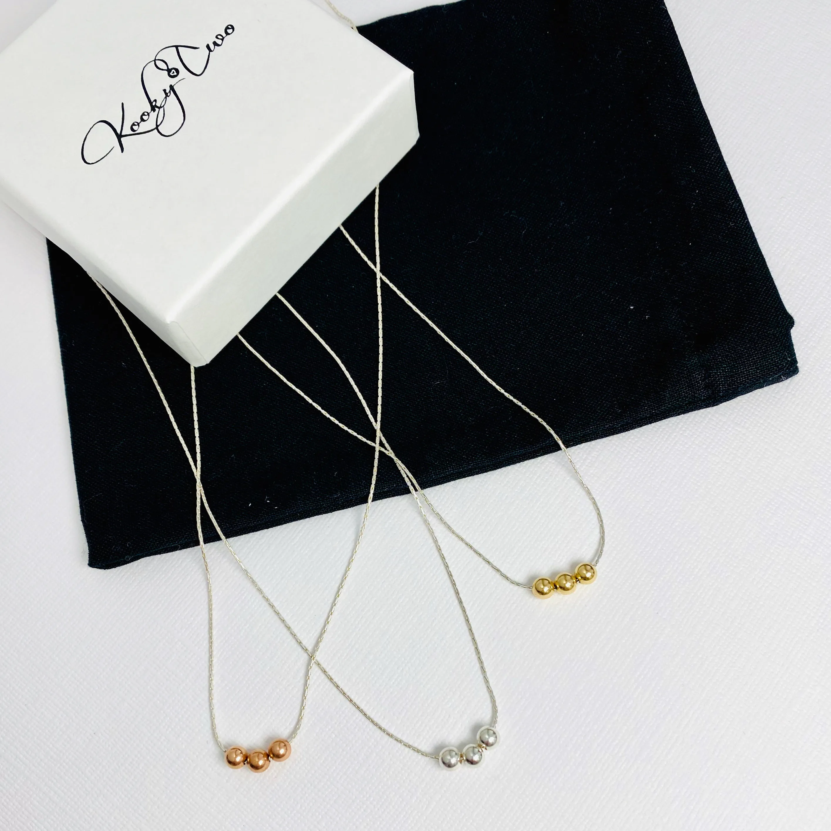Dainty Three Bead Necklace