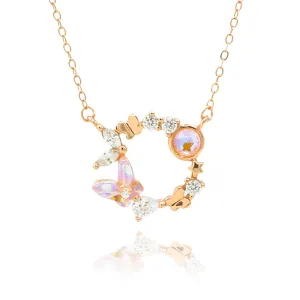 Dancing Butterfly Wreath Necklace