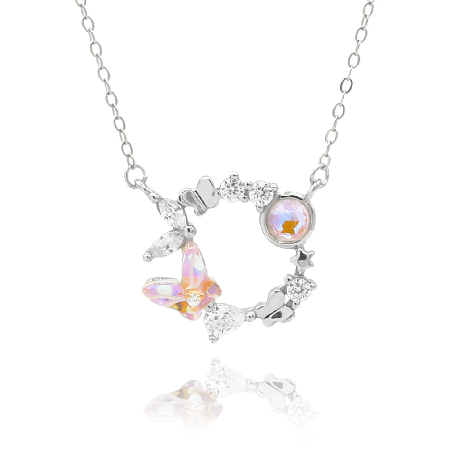 Dancing Butterfly Wreath Necklace