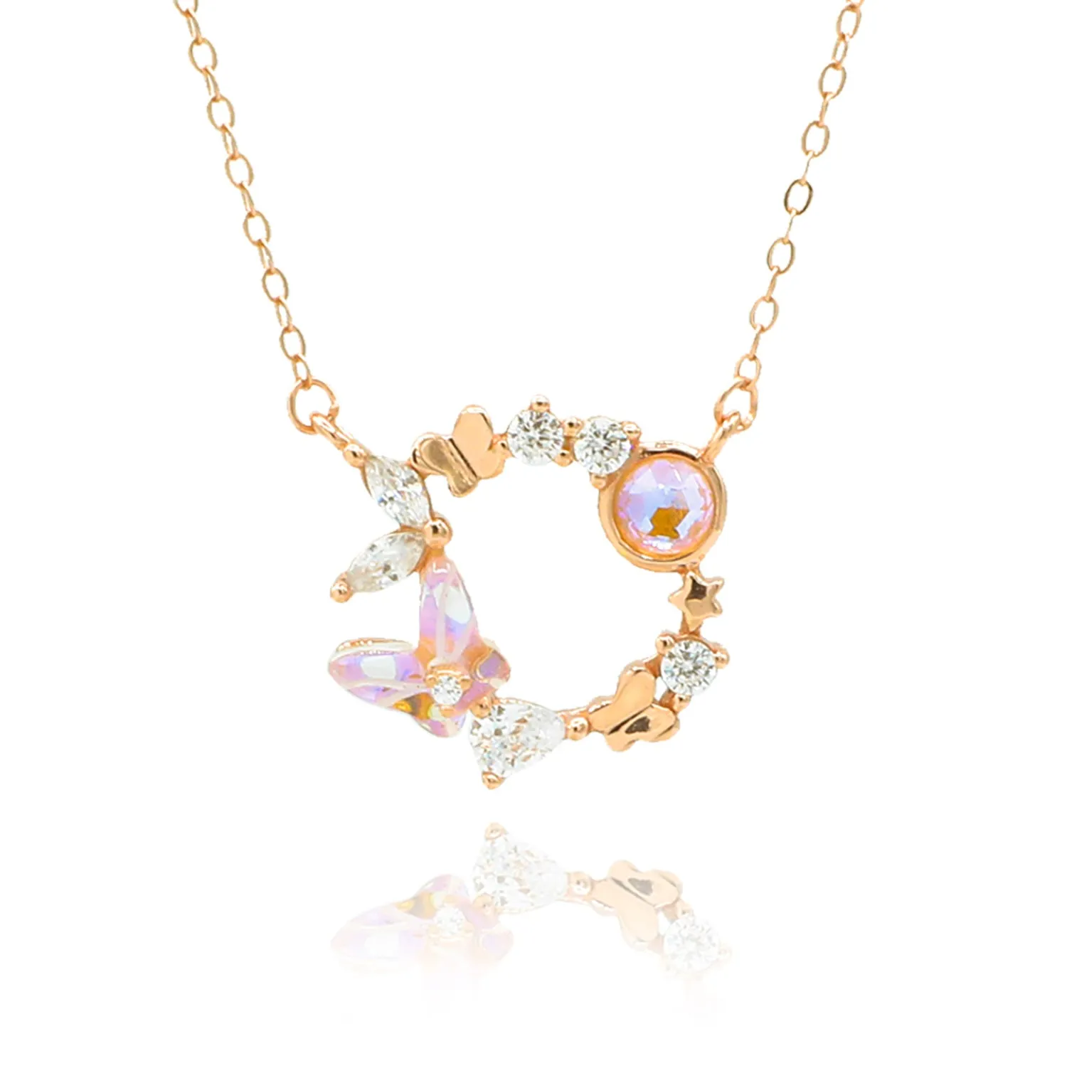 Dancing Butterfly Wreath Necklace