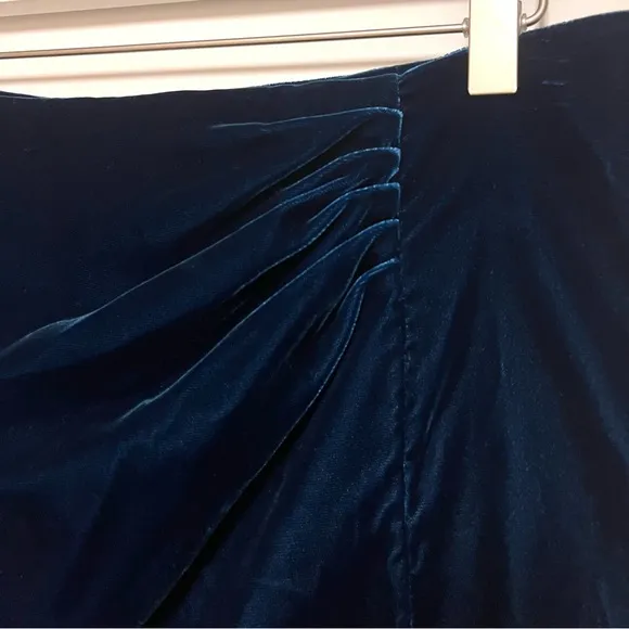Derek Lam 10 Crosby Velvet Skirt Womens Mini Ruched Size 4 Blue Luxe Asymmetric