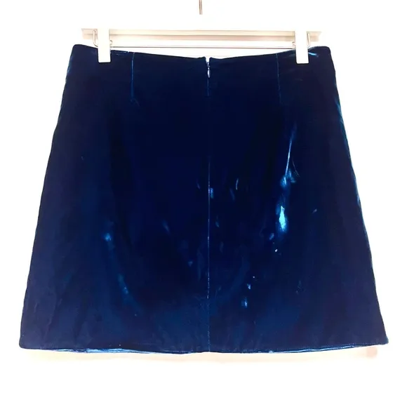 Derek Lam 10 Crosby Velvet Skirt Womens Mini Ruched Size 4 Blue Luxe Asymmetric